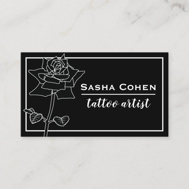 Gothic Black Rose Floral Illustration  Business Card (Front)