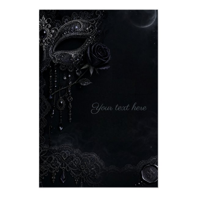 Gothic Black Rose Mask Poster (Front)