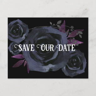 Gothic Black Rose Photo Save Our Date Postcard
