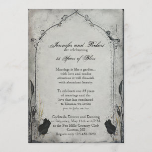 Gothic Black Rose Trellis Wedding Anniversary Invitation