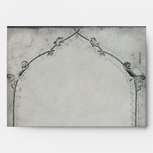 Gothic Black Rose Trellis Wedding Envelope (Front)