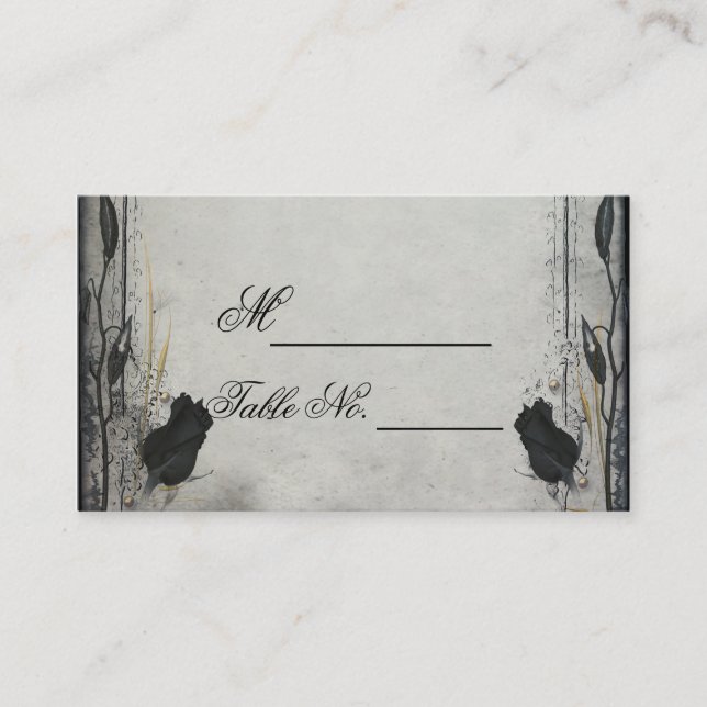 Gothic Black Rose Trellis Wedding Place Card (Front)
