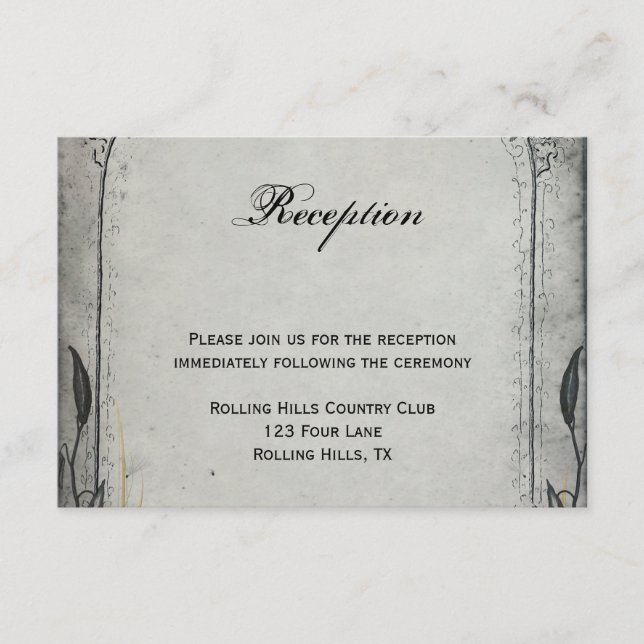 Gothic Black Rose Trellis Wedding Reception Enclosure Card (Front)