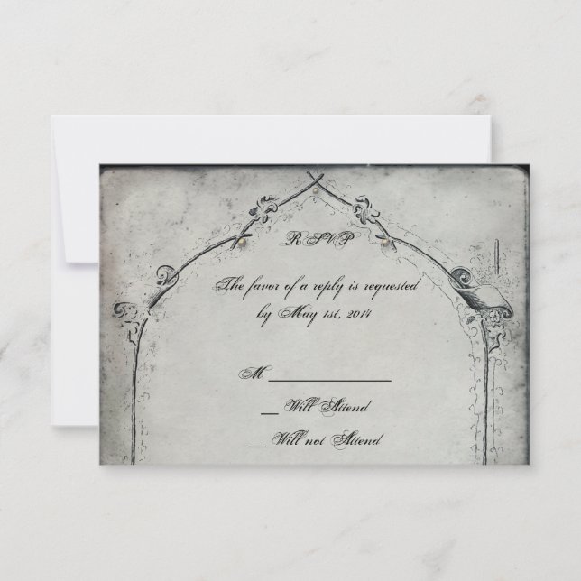 Gothic Black Rose Trellis Wedding Response Card (Front)