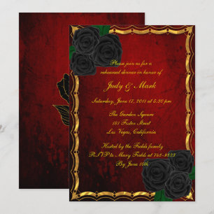 Gothic Black Roses Blood Red Rehearsal Dinner Invitation