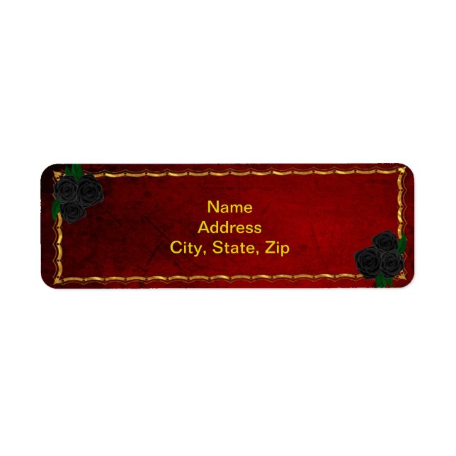 Gothic Black Roses Blood Red Wedding Address  (Front)