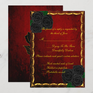 Gothic Black Roses Blood Red Wedding Response Invitation