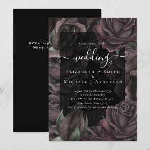 Gothic Black Roses Goth Wedding Invite
