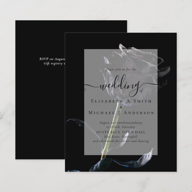 Gothic Black Roses Goth Wedding Invite (Front/Back)
