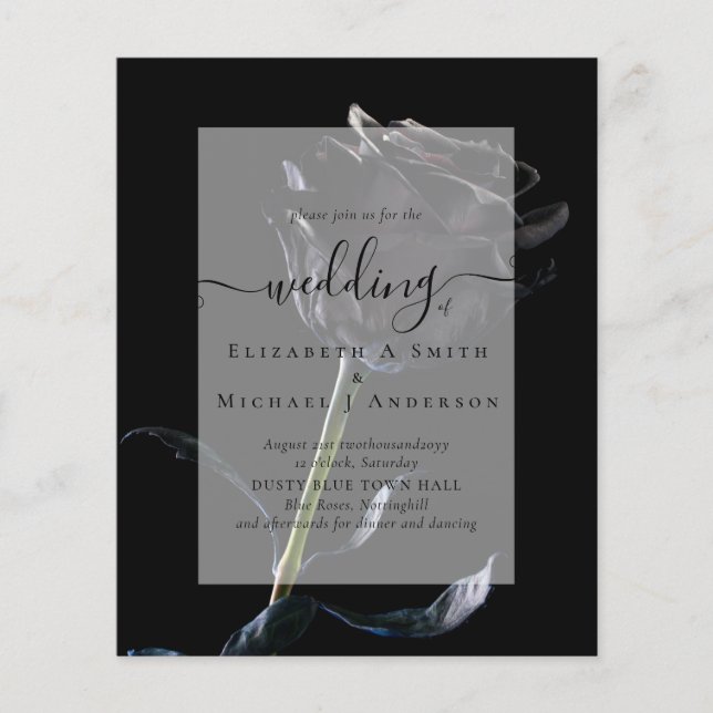 Gothic Black Roses Goth Wedding Invite Flyer (Front)