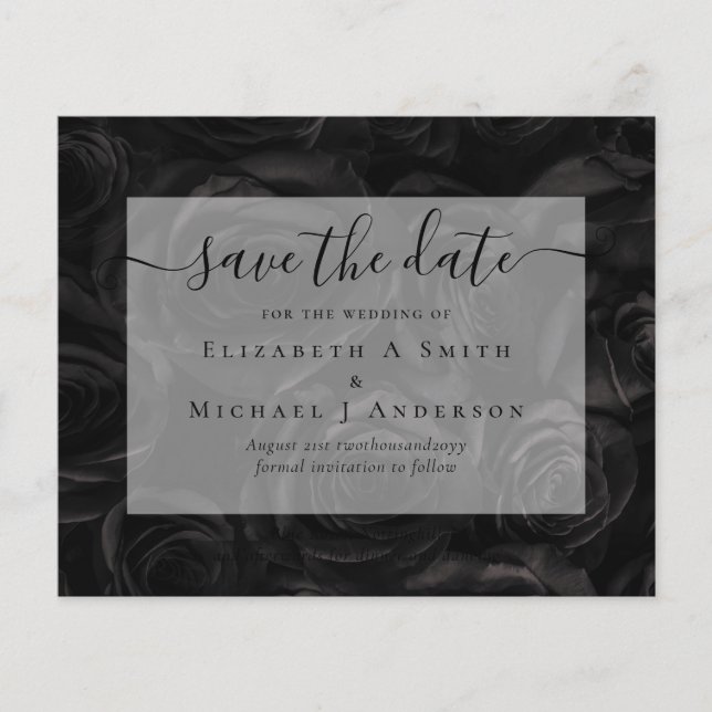 Gothic Black Roses Save The Date BUDGET Flyer (Front)