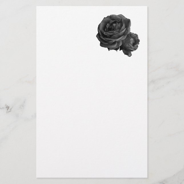 Gothic Black Roses Stationery (Front)