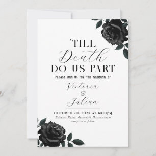 Gothic Black Roses Wedding Party Invitation