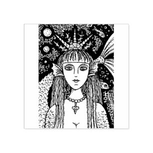 GOTHIC BLACK SEA MERMAID, FANTASY RUBBER STAMP