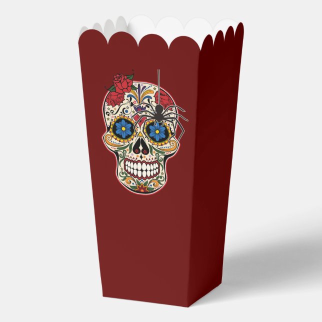 Gothic Black Spider Roses Ornaments Sugar Skull Favour Box (Back)