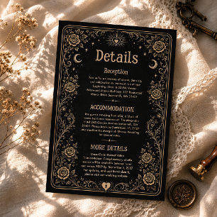 Gothic Black Spooky Tarot Wedding Details Enclosure Card