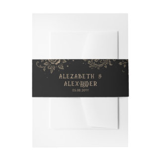 Gothic Black Spooky Tarot Wedding Invitation Belly Band