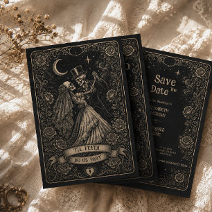Gothic Black Spooky Tarot Wedding  Save The Date