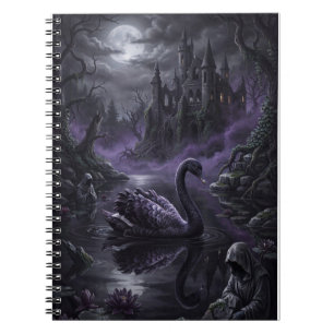 Gothic Black Swan Dark Lake Art Print Notebook