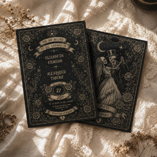 Gothic Black Till Death Do Us Part Tarot Wedding Invitation