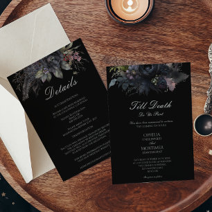 Gothic Black Till Death Formal Wedding Details And Invitation
