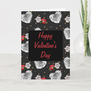 Gothic black Valentine's Day lips heart rose Card
