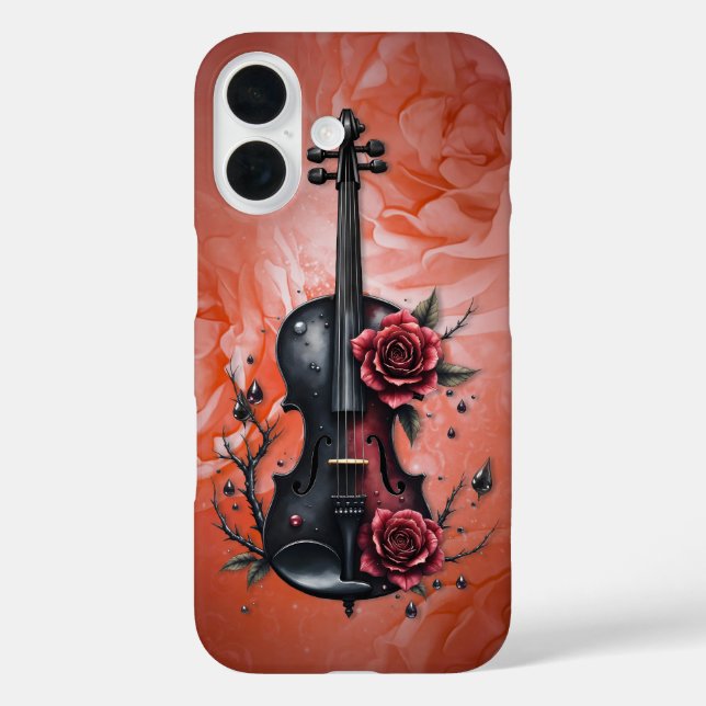 Gothic black violin with red roses  Case-Mate iPhone case (Back)