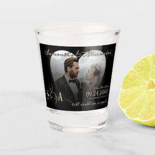 Gothic Black Wedding Photo Till Death Do Us Part Shot Glass
