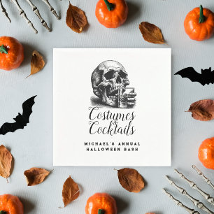 Gothic Black Whiskey and Skull Halloween Party  Napkin