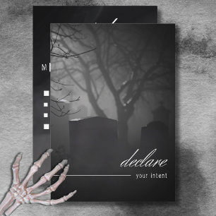 Gothic Black & White Cemetery Until Death Dinner RSVP Card