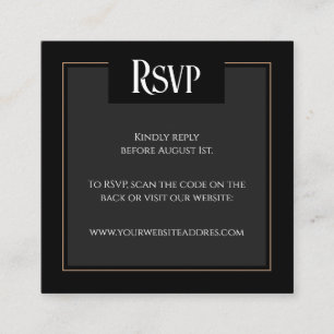 Gothic black&white dark QR code wedding Enclosure Card