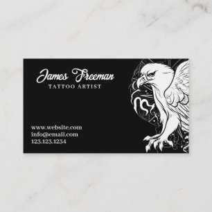 Gothic Black & White Eagle Tattoo Artist Business Card