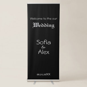 Gothic black white elegant typography wedding retractable banner
