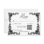 Gothic Black & White Filigree Heart QR Code