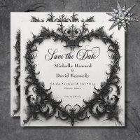 Gothic Black & White Filigree Heart Wedding
