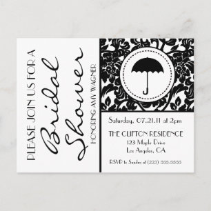 Gothic Black & White Flourish Bridal Shower Invite