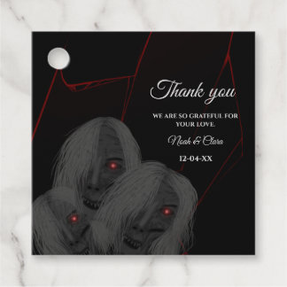 Gothic Black White Ghosts - Dark Moody Halloween Favour Tags