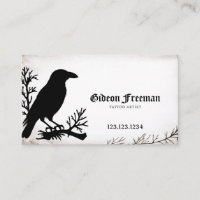 Gothic Black & White Gritty Texture Crow Tattoo