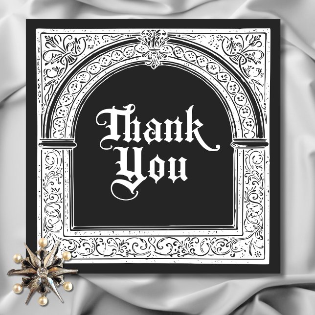 Gothic Black White Mediaeval Until Death Thank You Card (Gothic Black White Medieval Until Death Thank You Card)