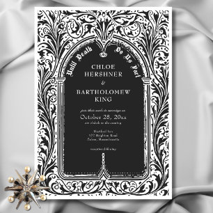 Gothic Black White Mediaeval Until Death Wedding Invitation