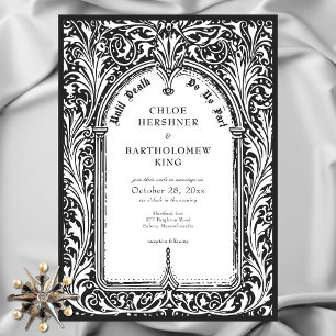 Gothic Black White Mediaeval Until Death Wedding Invitation