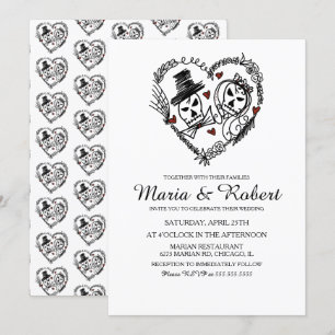 Gothic Black White Skeleton Wedding Invitations