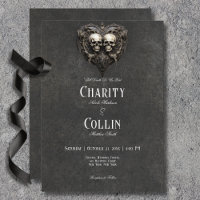Gothic Black & White Skulls & Heart Wedding