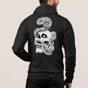 Gothic Black & White Snake and Skull Dark Art Hoodie