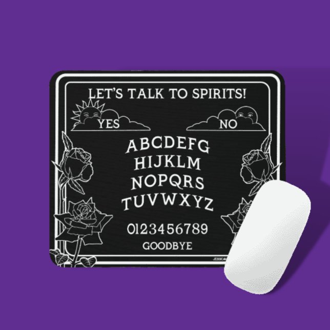 Gothic Black White Spirit Board Floral Mouse Mat (Creator Uploaded)