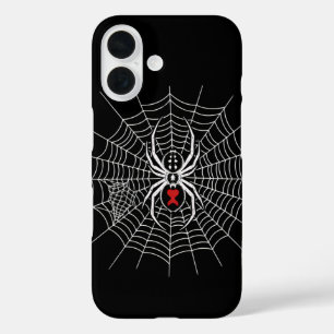 Gothic Black Widow Spider Heart Web Vintage Aesthe iPhone 16 Case