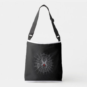 Gothic Black Widow Spider Heart Web Vintage Aesthe Crossbody Bag