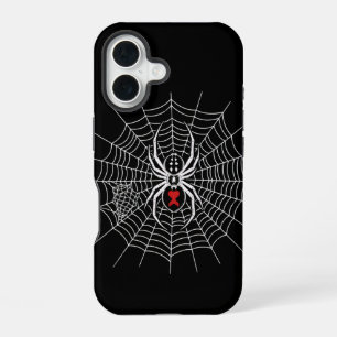 Gothic Black Widow Spider Heart Web Vintage Aesthe iPhone 16 Case