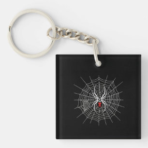 Gothic Black Widow Spider Heart Web Vintage Aesthe Key Ring