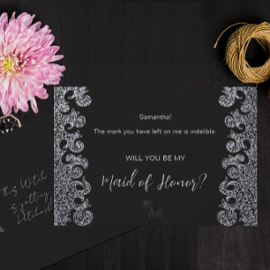 Gothic Black Will You Be My Maid of Honour Proposa Card
